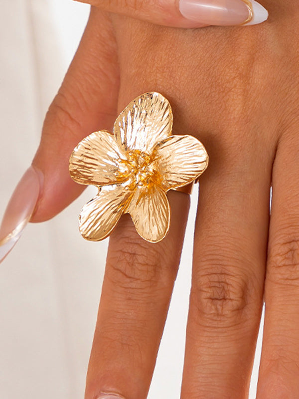 Flower Shape Pleated Shiny Rings Accessories