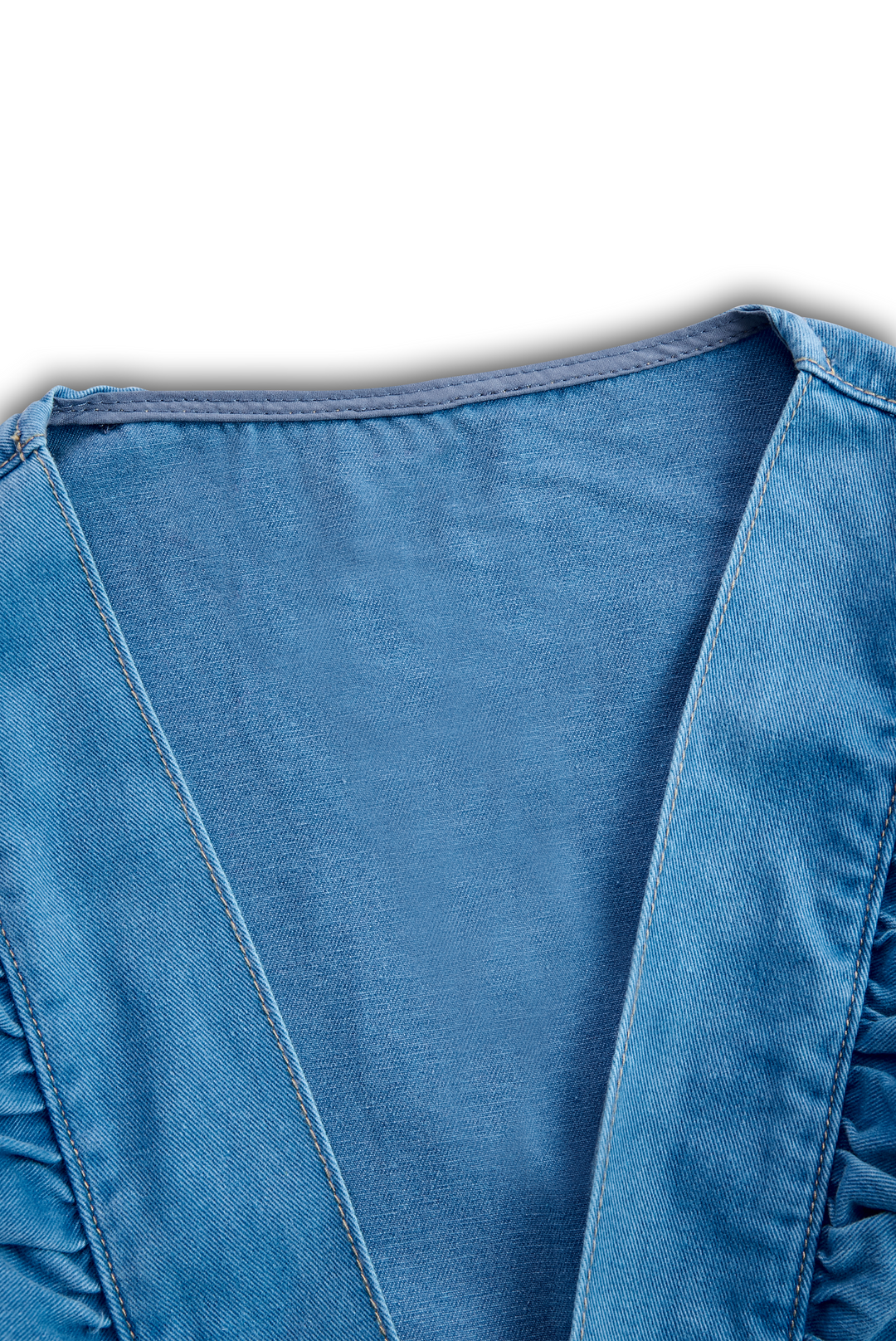 Fashionable Ruffle Strap Denim Shorts Jumpsuit