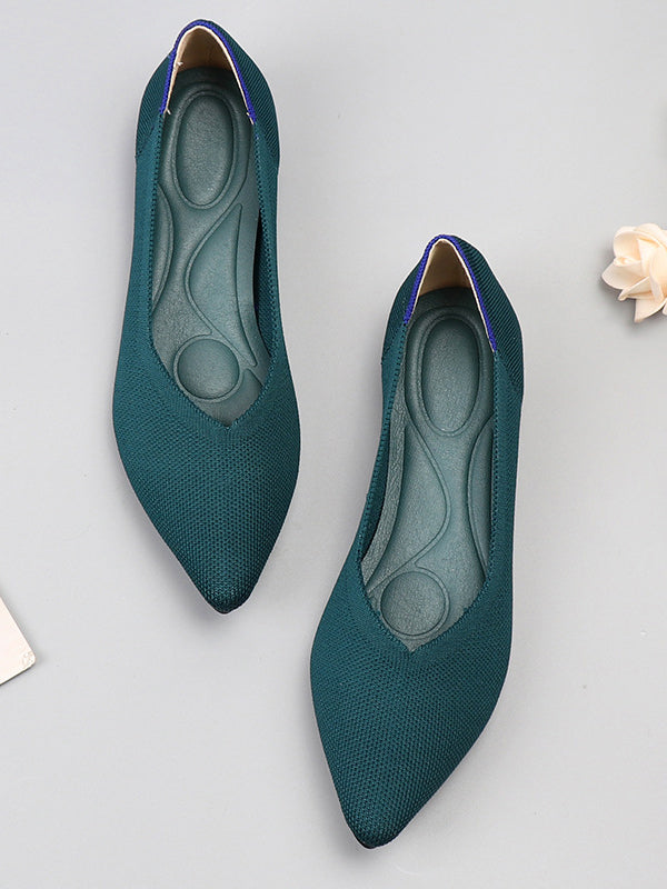 Pointed-Toe Shallow Cut Split-Joint Flat Shoes