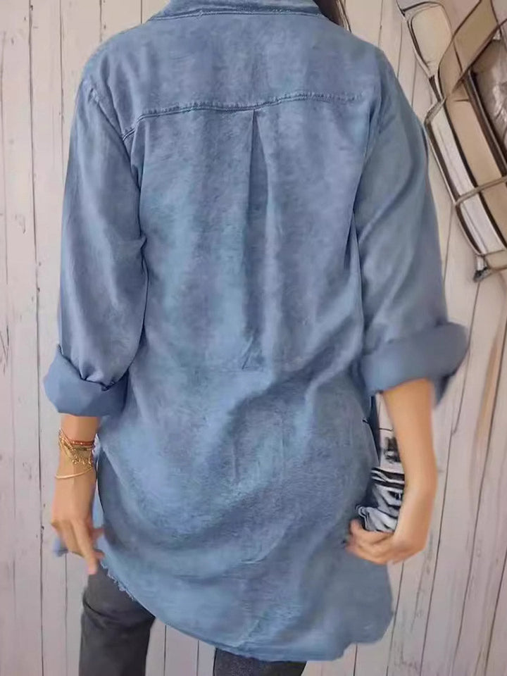 Long Sleeves Loose Buttoned Pockets Solid Color Split-Joint Lapel Outerwear