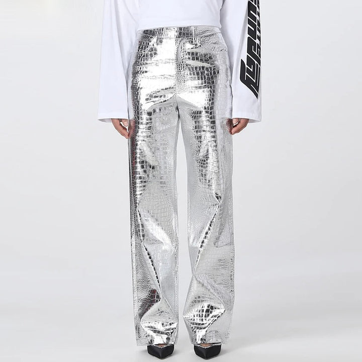 Silver Leather Pants
