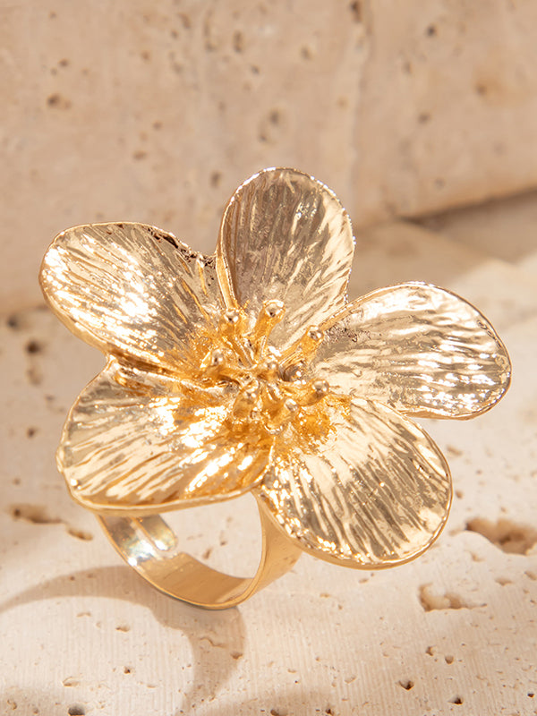 Flower Shape Pleated Shiny Rings Accessories
