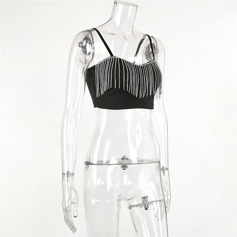 Rhinestone Tassel Top