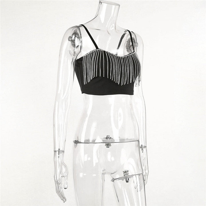 Rhinestone Tassel Top