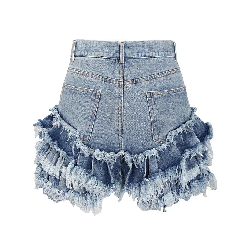Ruffles Denim Shorts