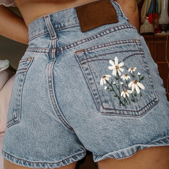 Floral Denim Shorts