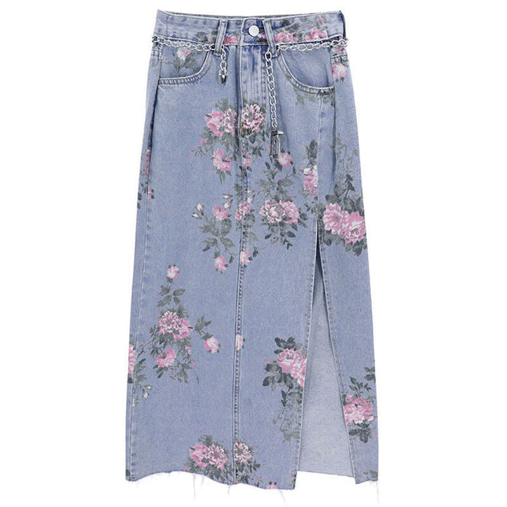 Floral Denim Skirt