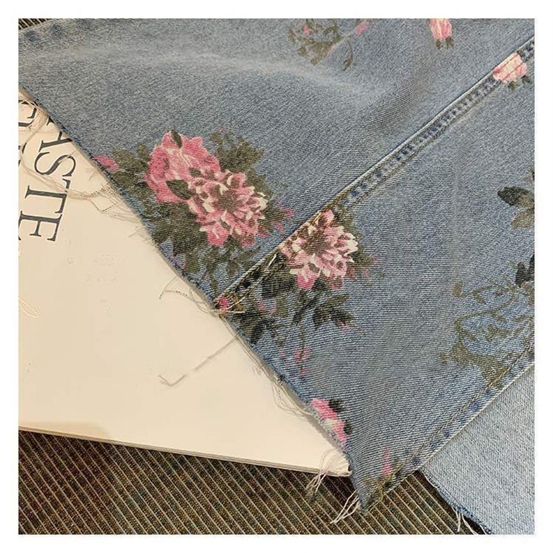Floral Denim Skirt