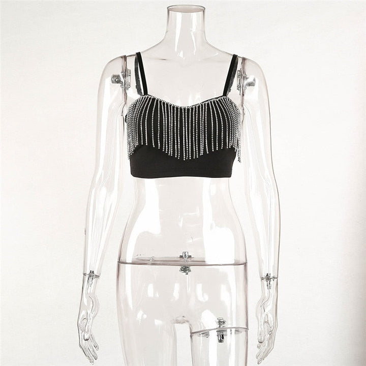 Rhinestone Tassel Top