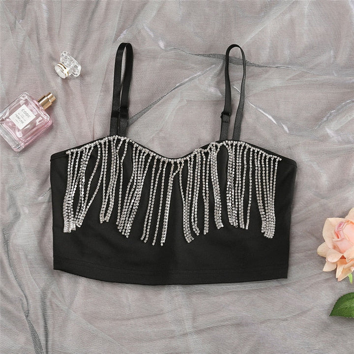 Rhinestone Tassel Top