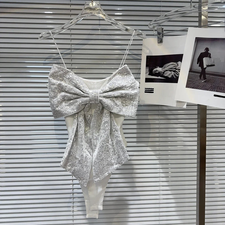 Sequined Big Bow Top