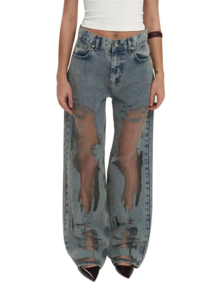Ines Distressed Ripped Jeans