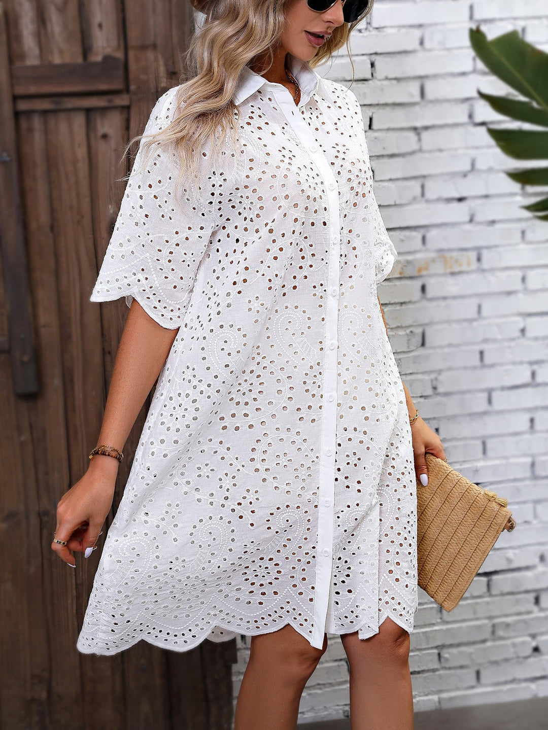 Embroidery Drop Shoulder Dress