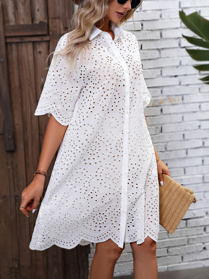 Embroidery Drop Shoulder Dress