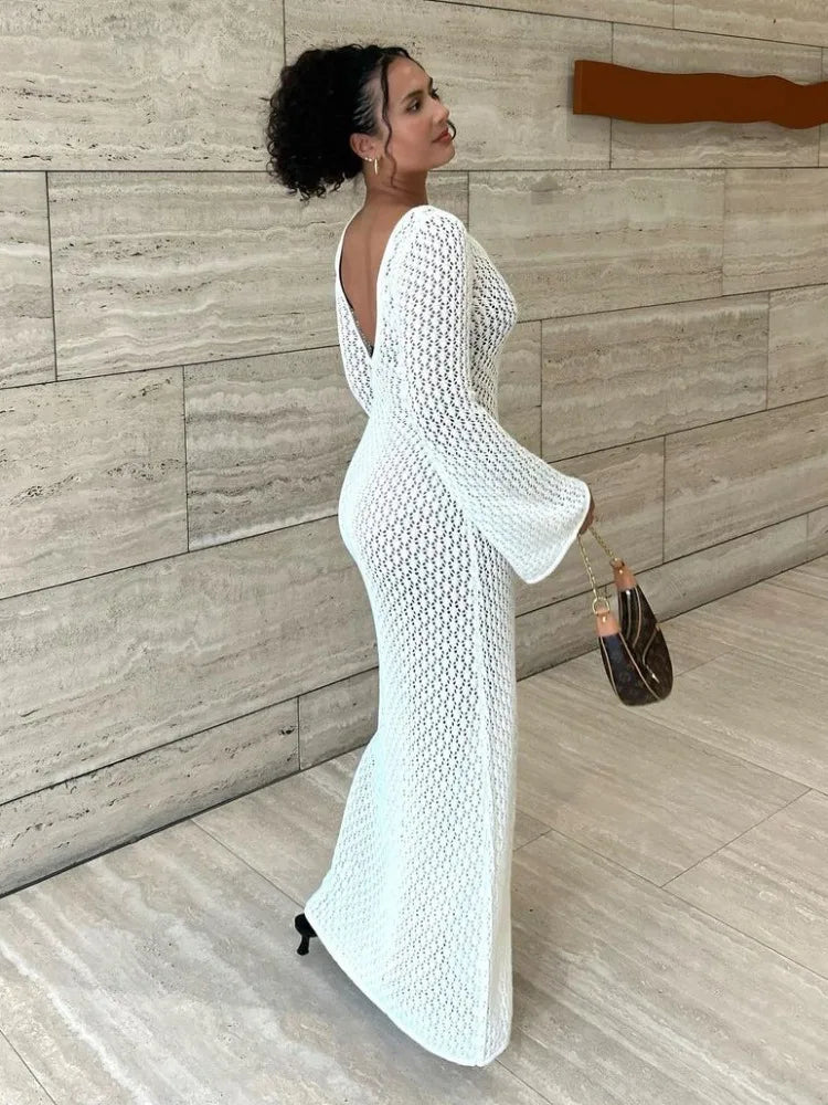 White Knit Maxi Dress