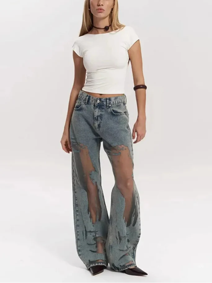 Ines Distressed Ripped Jeans