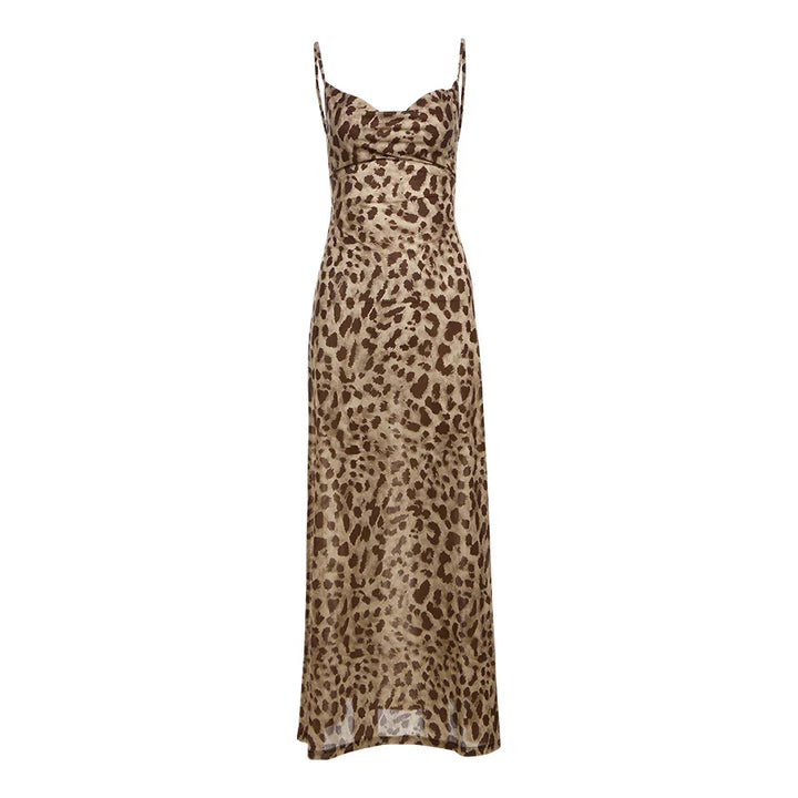 Women’s Leopard Print Backless Dress