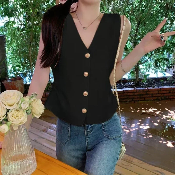 V-Neck Ruched Waist Vest