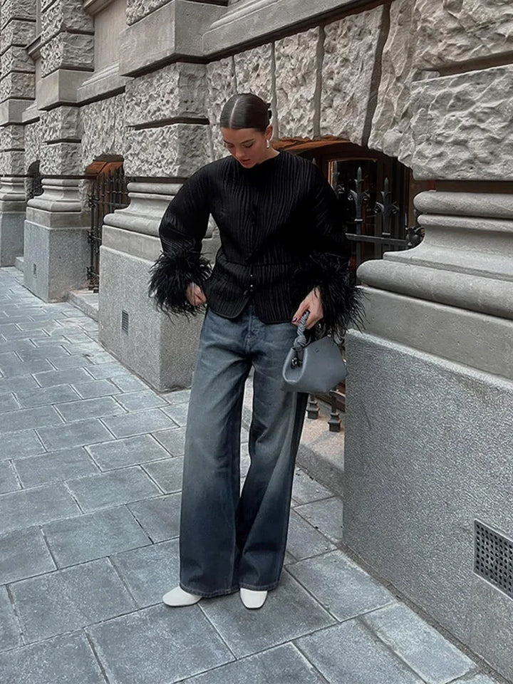 Alba Feather Cuffs Coat