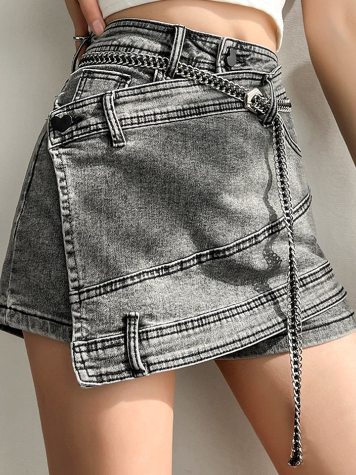 Denim Spliced Shorts
