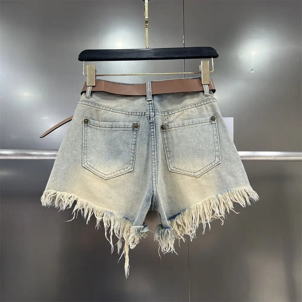 Fringe Denim Shorts