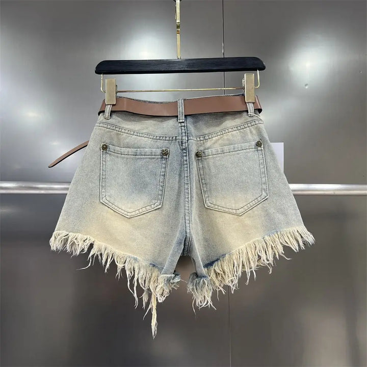 Fringe Denim Shorts