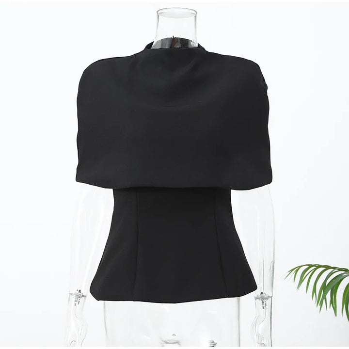 Women’s Black Turtleneck Cloak Top