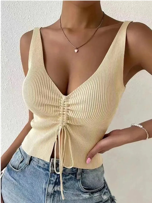 Women’s Ribbed V-Neck Crop Top