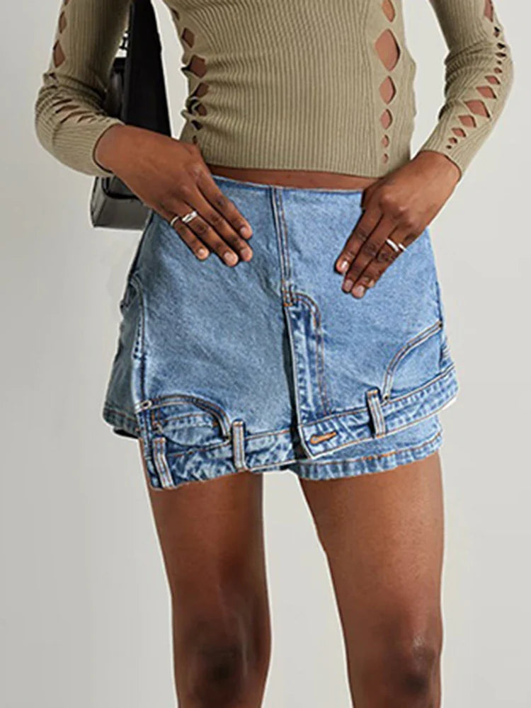 Irregular Denim Shorts