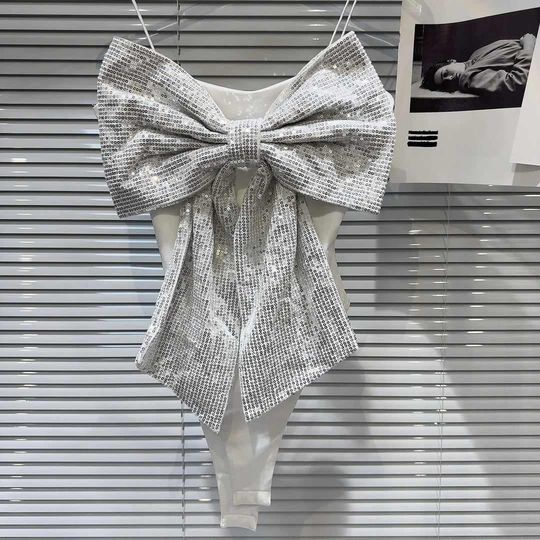 Sequined Big Bow Top