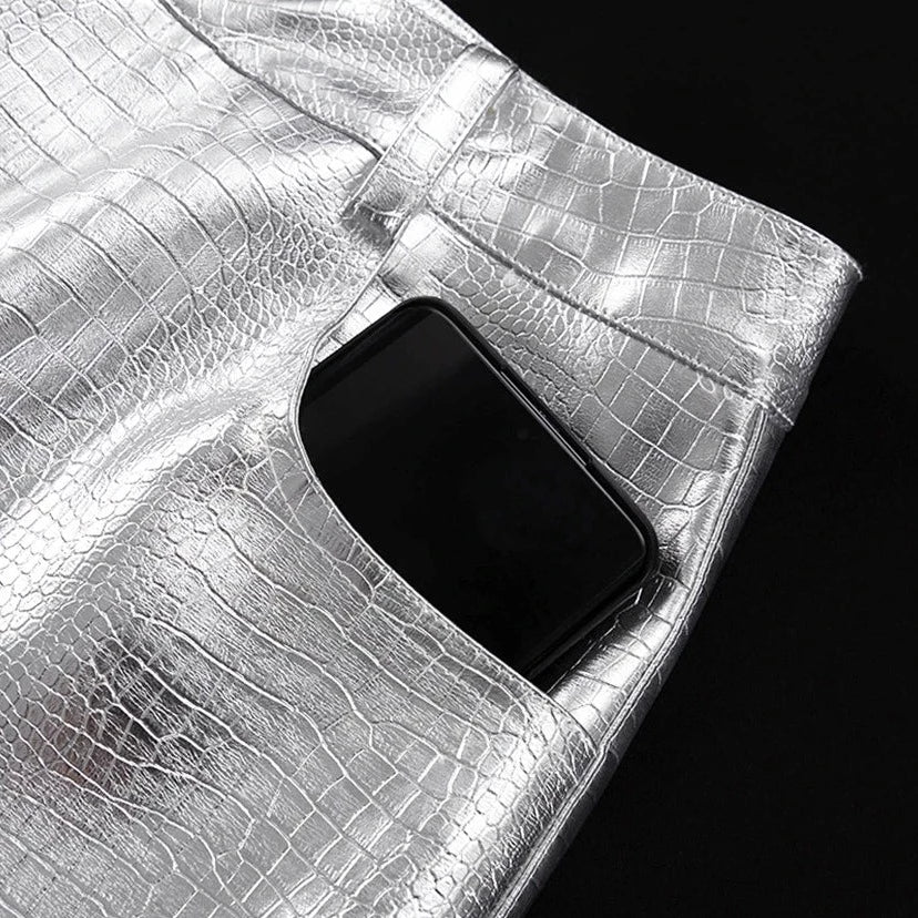 Silver Leather Pants