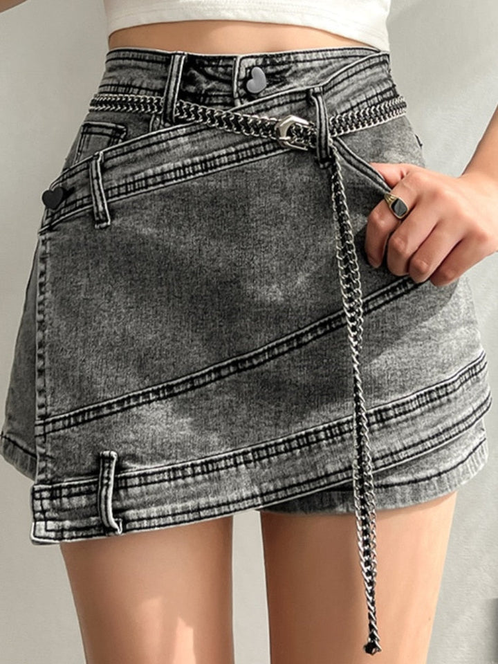 Denim Spliced Shorts