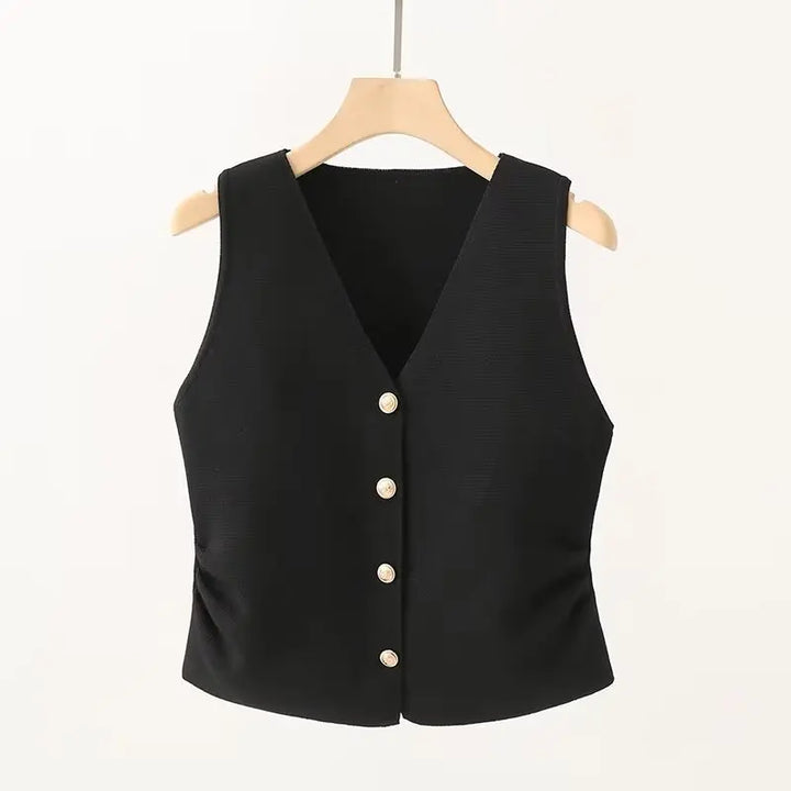 V-Neck Ruched Waist Vest