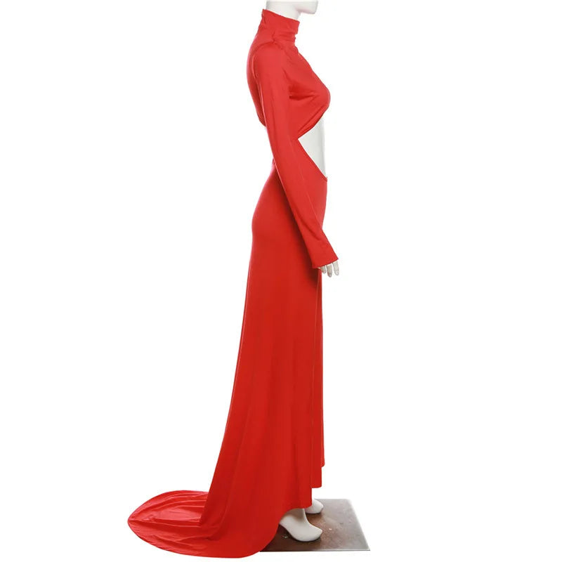 Red Cut Out Maxi Dress