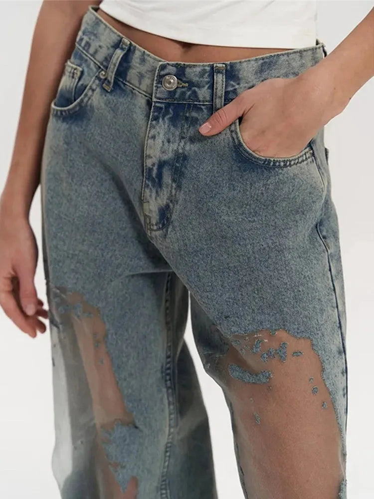 Ines Distressed Ripped Jeans