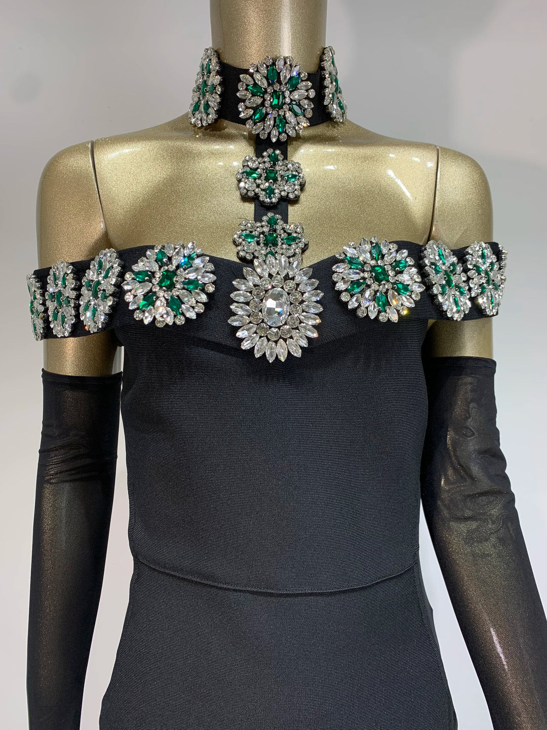 Cari Crystal Black Maxi dress