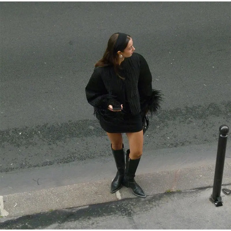 Alba Feather Cuffs Coat