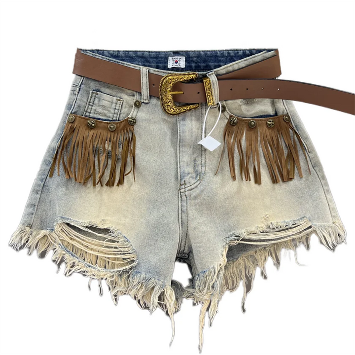 Fringe Denim Shorts