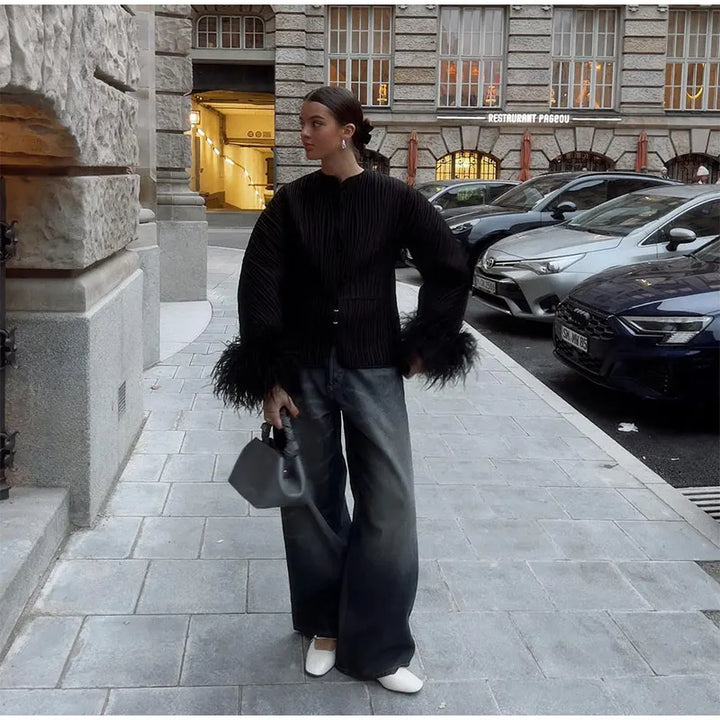 Alba Feather Cuffs Coat