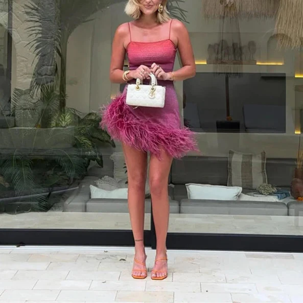 Amalia Glitter Halter Dress