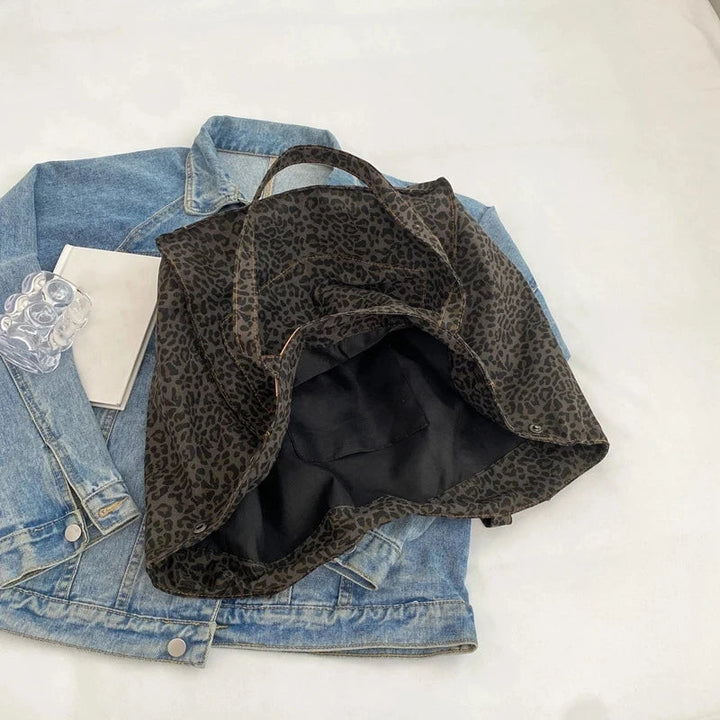 Retro Leopard Canvas Tote Bag