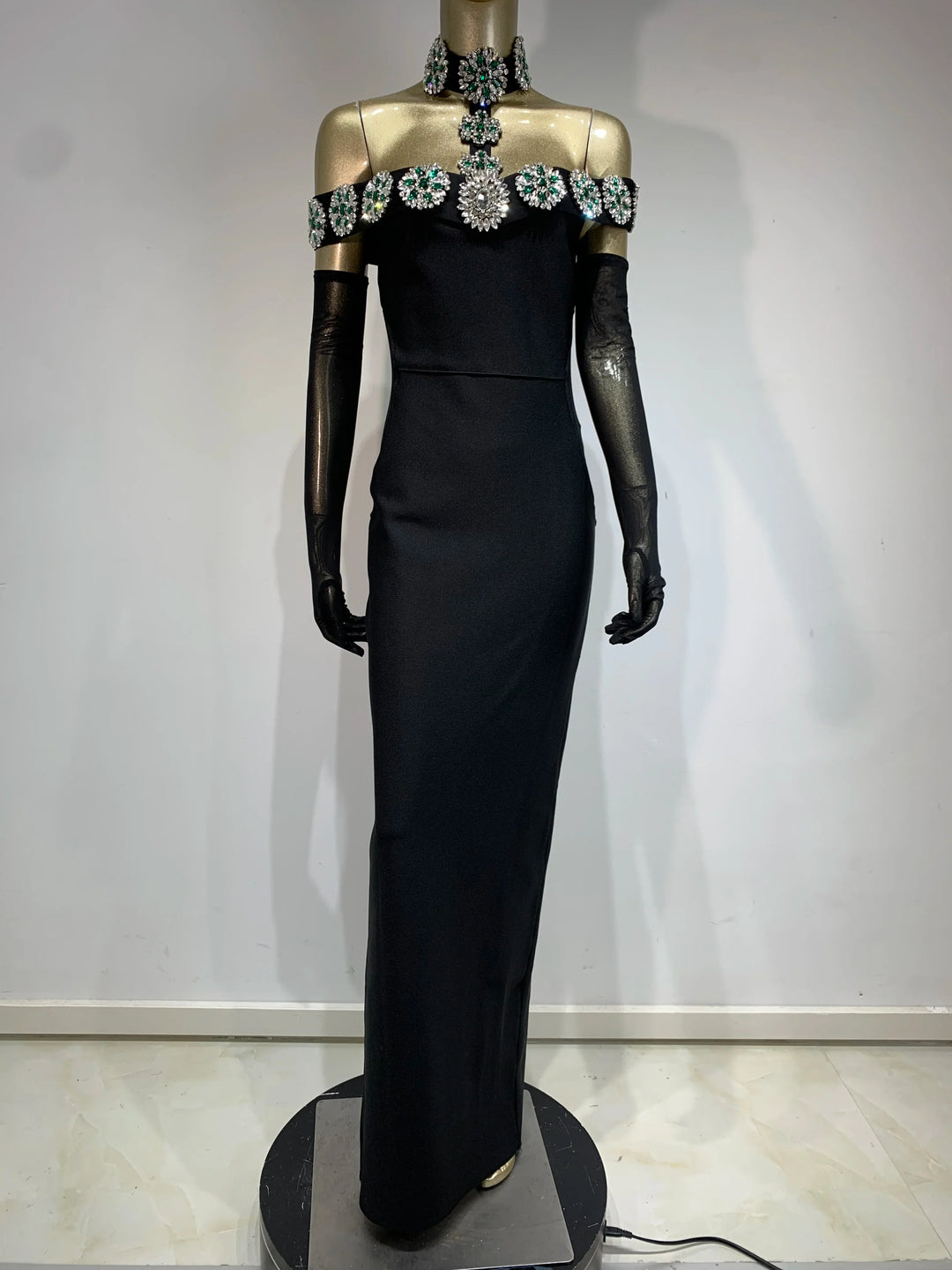 Cari Crystal Black Maxi dress