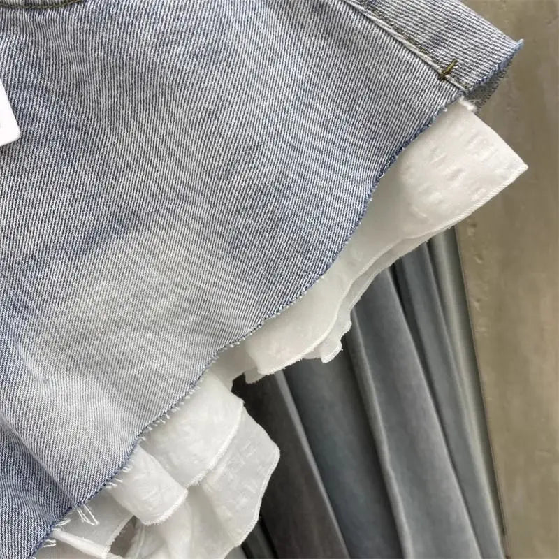 Women’s Lace Trim Denim Shorts