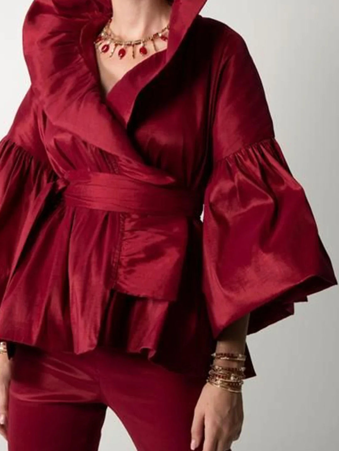 Women’s Puff Sleeve Wrap Blouse