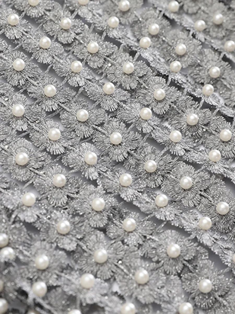 Hollow Out Patchwork Pearls T-Shirt