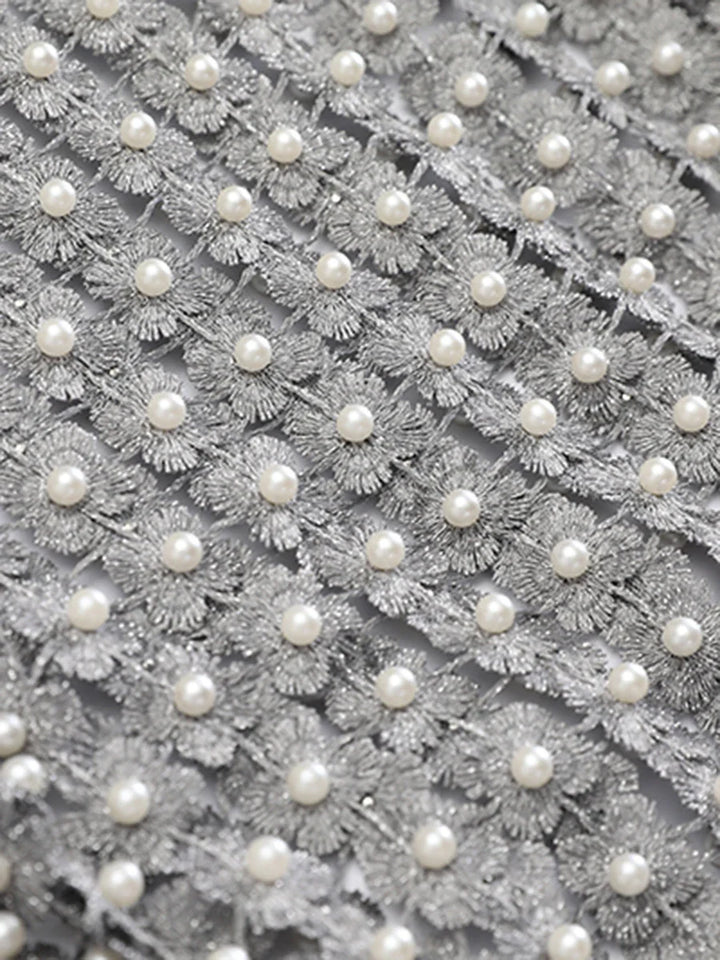 Hollow Out Patchwork Pearls T-Shirt