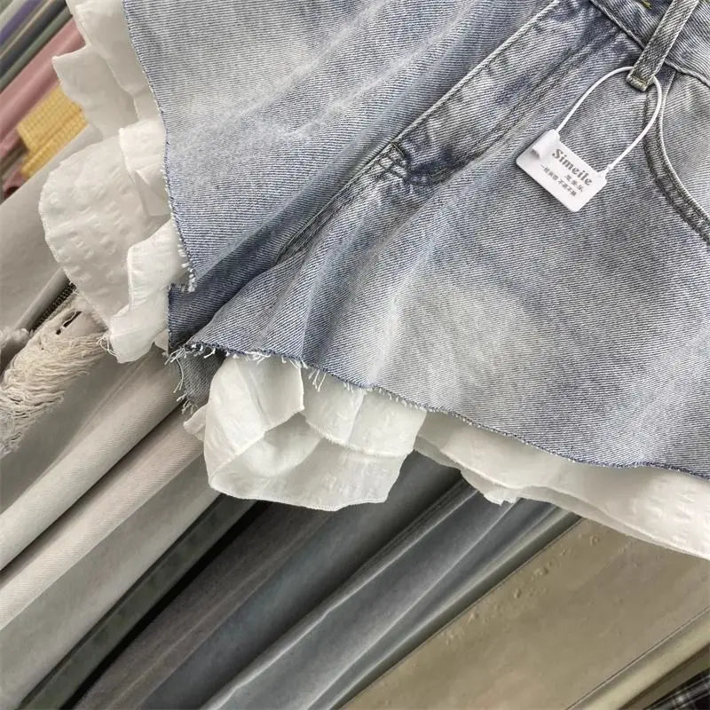 Women’s Lace Trim Denim Shorts