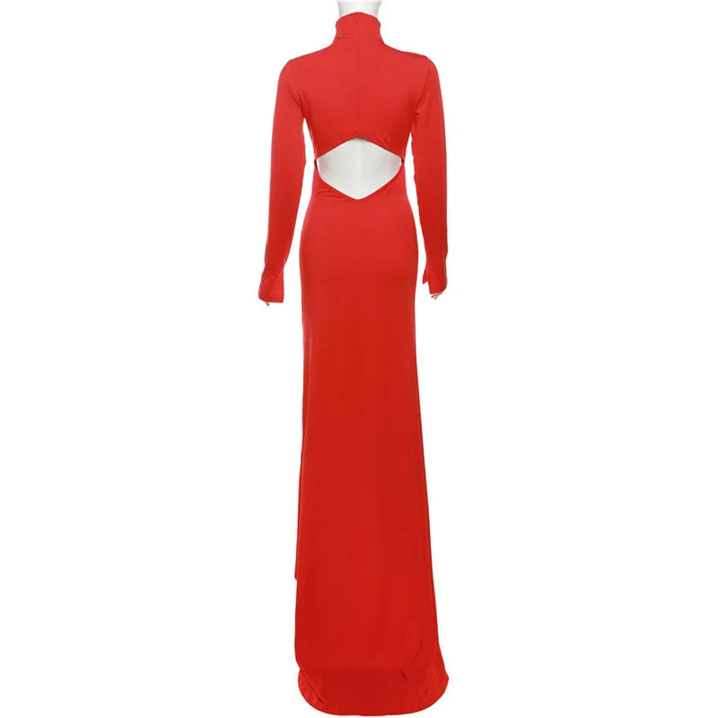Red Cut Out Maxi Dress