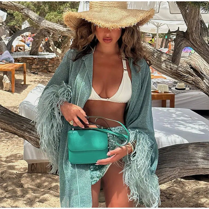 Nerea Feather Cuffs Coat