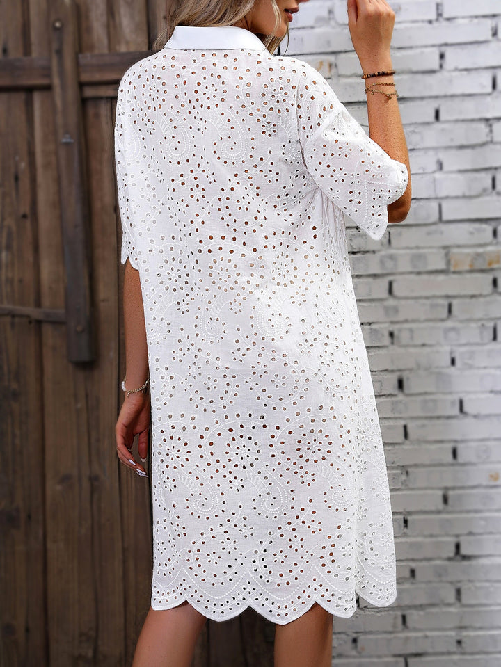 Embroidery Drop Shoulder Dress